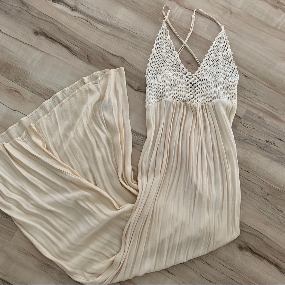 NWOT Stunning Crochet Empire Waist Maxi Dress boho